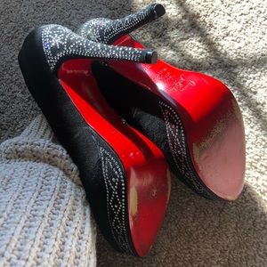 christian louboutin black bedazzled heels